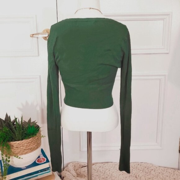 Vintage Costa Blanca Vintage Semi Cropped Ribbed Scoop Neck Cotton Cardigan - Picture 4 of 7